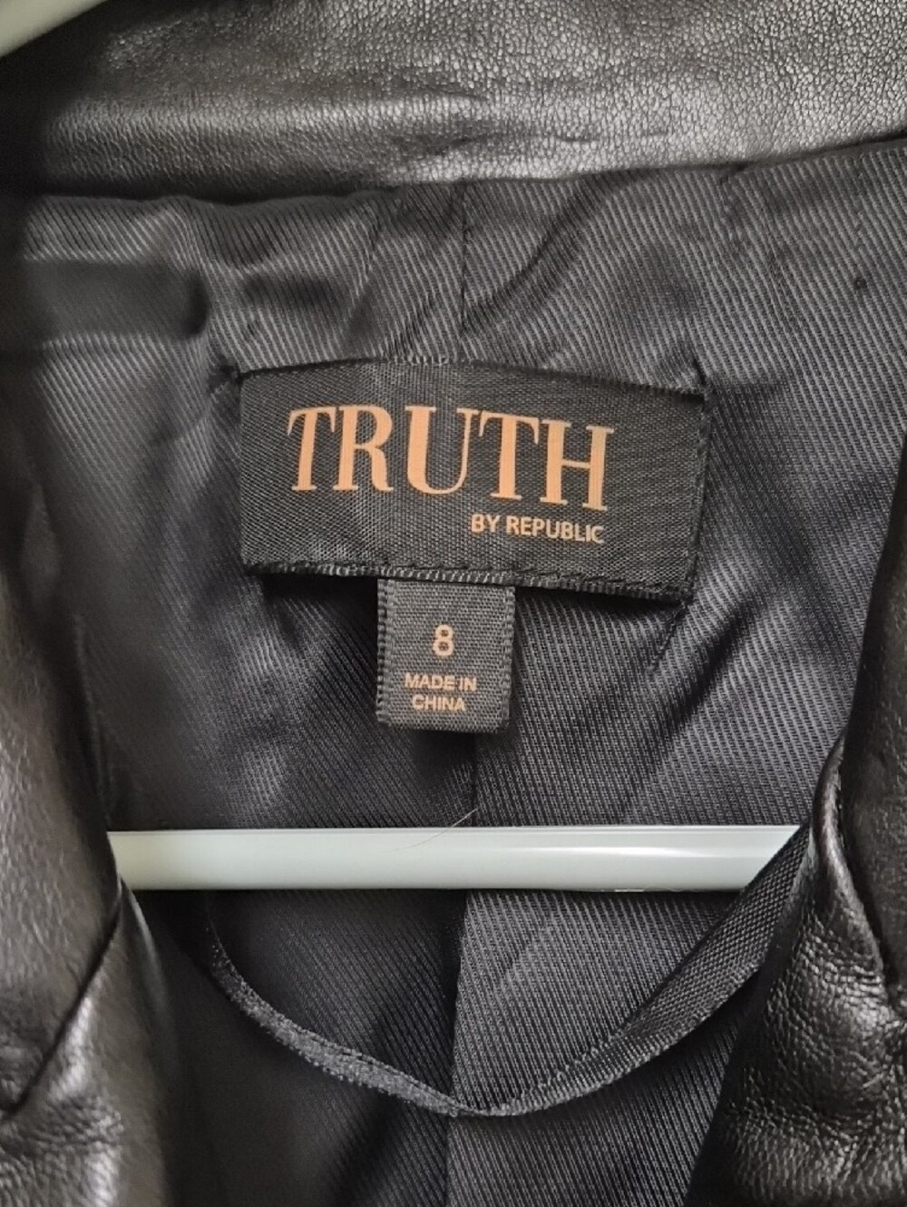 Truth Black Faux Leather Double-Breasted Blazer with Gold Buttons Size 8 - Picture 2 of 11